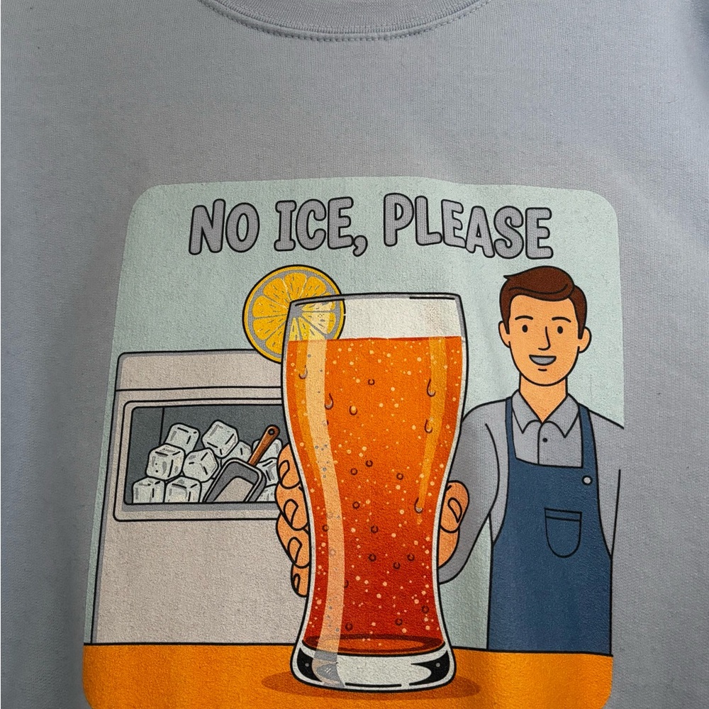 “No Ice” Light Blue Custom Graphic Sweatshirt